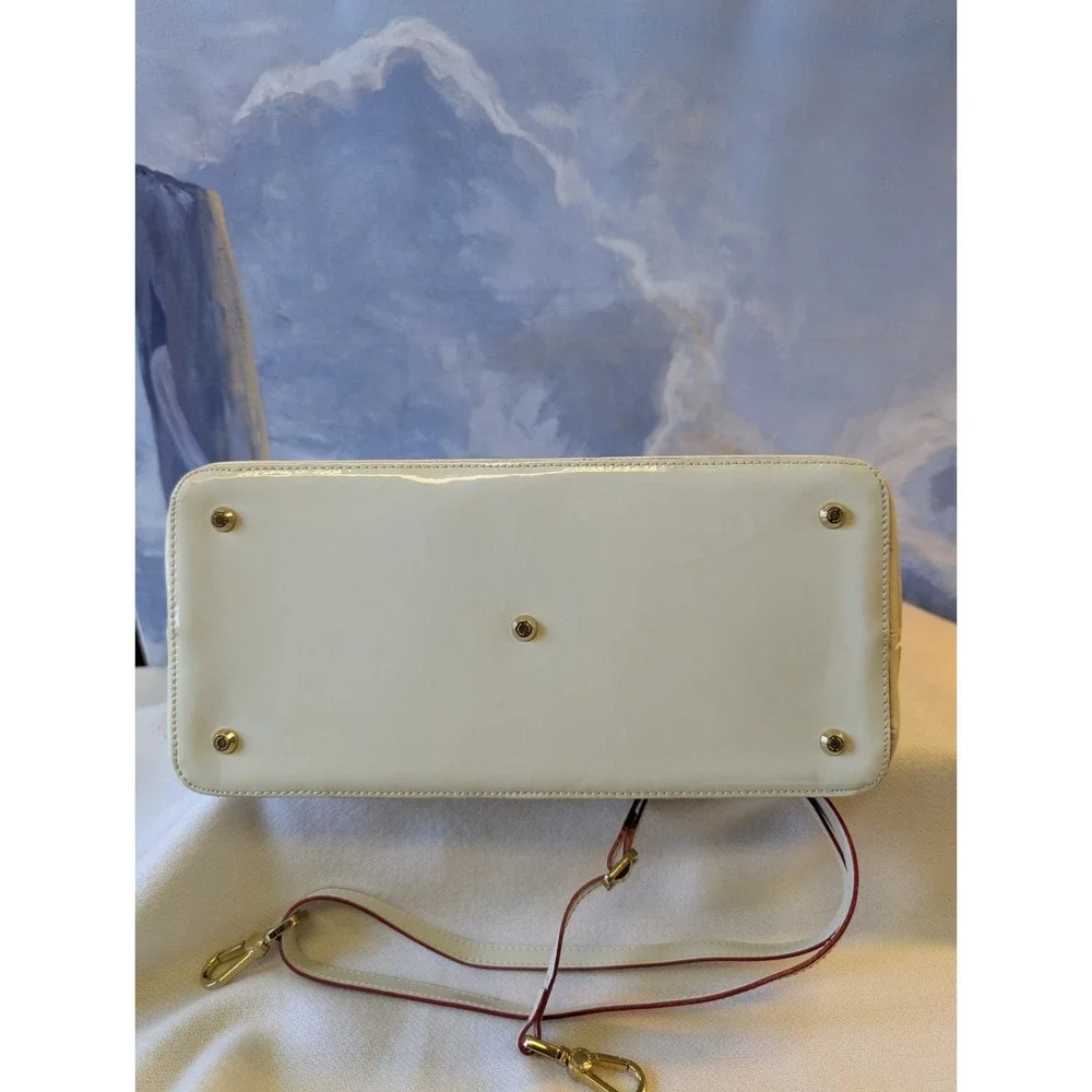 Arcadia Patent Leather Two -Way Satchel In Ivory